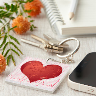 Red Heart ECG Monitor Healthcare Key Ring