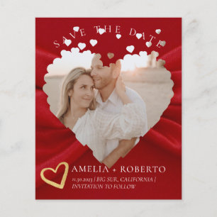 Red Heart Elegant Save The Date Photo Card