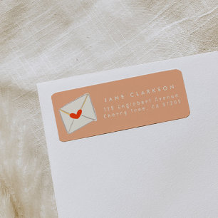 Red Heart Envelope Pink Return Address Label