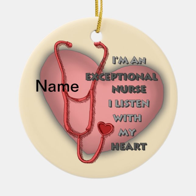 Red heart exceptional nurse  ceramic tree decoration (Front)
