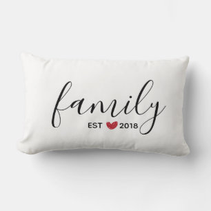 Red Heart Family Established Year Lumbar Cushion