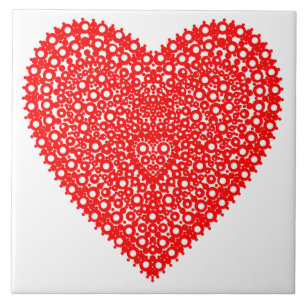 Red Heart Fancy Graphic Pattern Tile