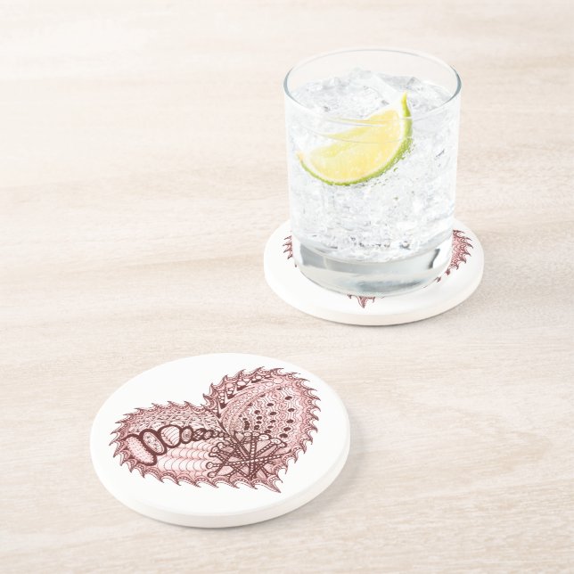 Red Heart Fire Doodle Coaster (Side)