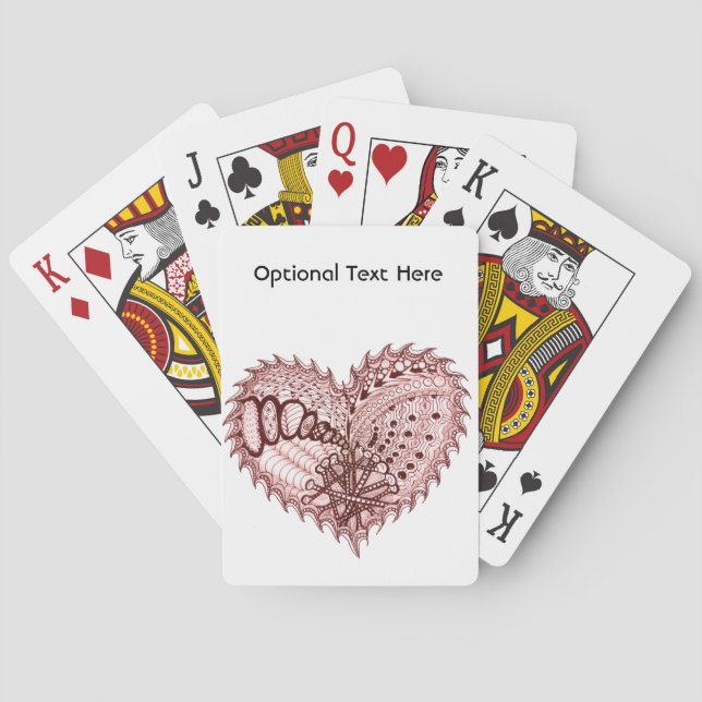 Red Heart Fire Doodle Playing Cards (Back)
