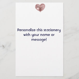 Red Heart Fire Doodle Stationery