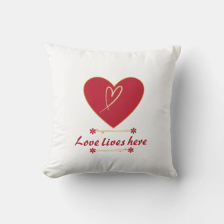 Red Heart Floral Design – “Love Lives Here” Romant Cushion