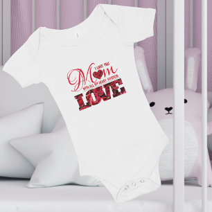Red Heart Floral Modern Mothers Day Baby Bodysuit