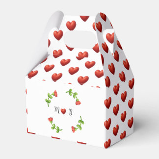 Red Heart & Floral Monogram Gable Gift Box