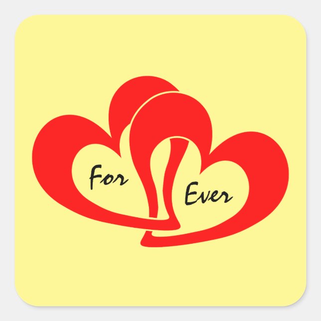 Red Heart Forever Custom Valentines Day Square Sticker (Front)