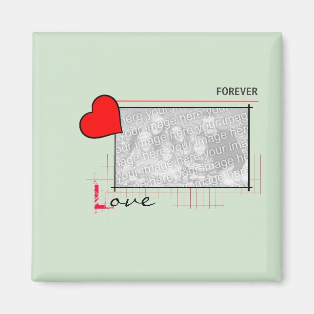 Red Heart Forever Love Photo Magnet (Front)