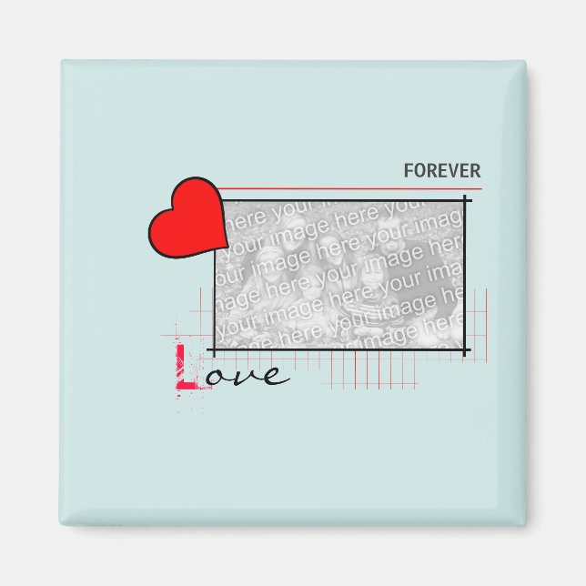 Red Heart Forever Love Photo Magnet (Front)