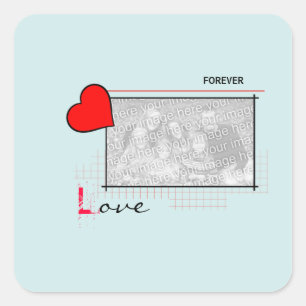 Red Heart Forever Love Photo Square Sticker