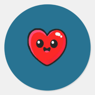 Red Heart Funny Cute Design For Men Women Husband  Classic Round Sticker
