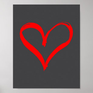 Red Heart Funny Cute Design For Men Women Husband  Poster
