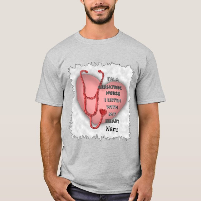 Red heart Geriatric Nurse T-Shirt (Front)