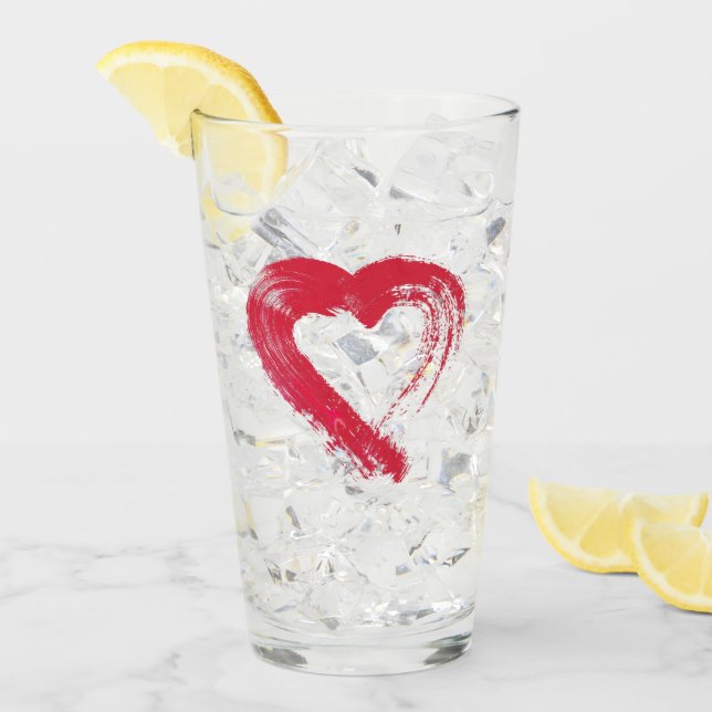 Red Heart Glass Tumbler (Front Ice)