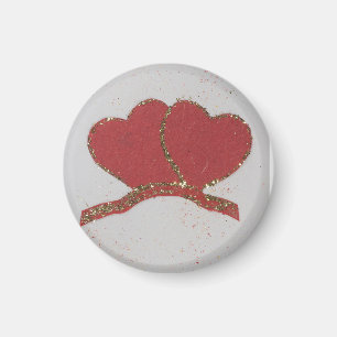 Red heart gold sparkle Valentine's Magnet