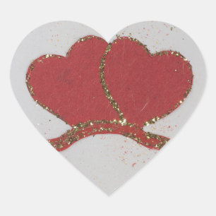 Red heart gold sparkle Valentine's Sticker