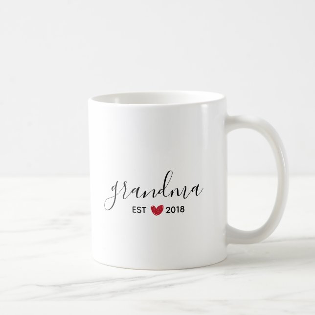 Red Heart Grandma Established Year Coffee Mug (Right)