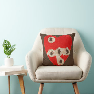 Red Heart Graphic with Torn Punctures Cushion