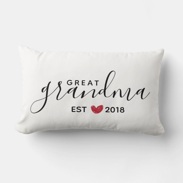 Red Heart Great-Grandma Established Year Lumbar Cushion (Front)