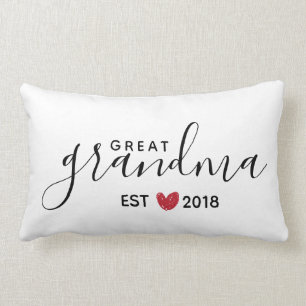 Red Heart Great-Grandma Established Year Lumbar Cushion