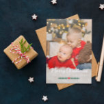 Red Heart Green Twigs Photo Merry Christmas Holiday Card<br><div class="desc">Double sided Christmas card personalised with three photos,  one on the cover and two on the back. Traditional photo Christmas card with your photo covering the card and Merry Christmas and a happy new year in white lettering with a red heart and green greenery divider.</div>