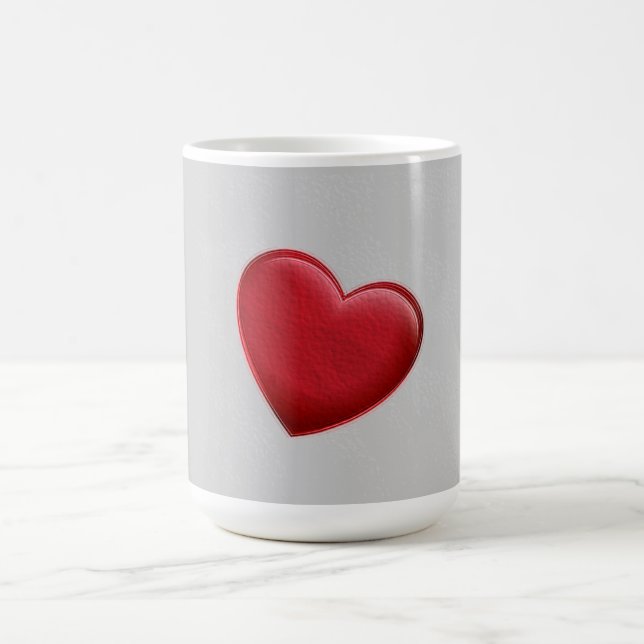 Red Heart Grey Trendy Love Wedding Coffee Mug (Center)