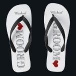 Red Heart Groom's Jandals<br><div class="desc">Fun,  custom wedding flip flops</div>