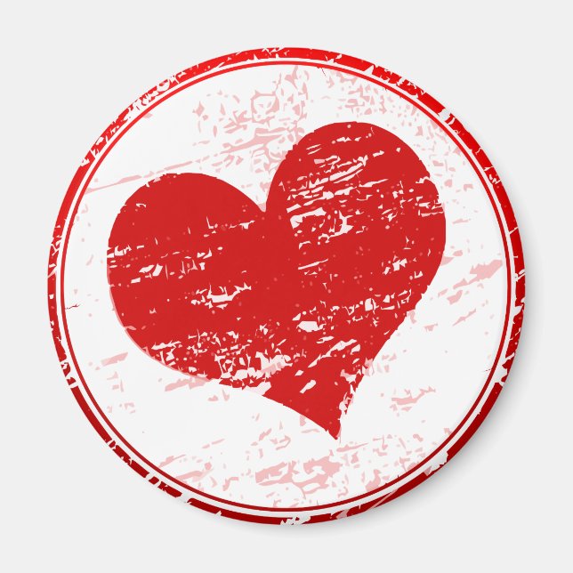 Red Heart Grunge  Love Illustration  Fridge Magnet (Front)