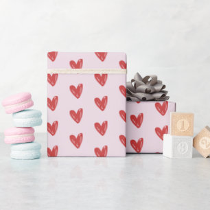 Red Heart Hand drawn Pattern Wrapping Paper
