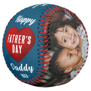 Red Heart Happy Father's Day Daddy 2 Photo Collage Softball