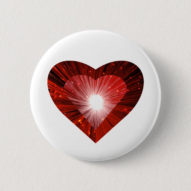 Red Heart 'heart' button badge white (Front)