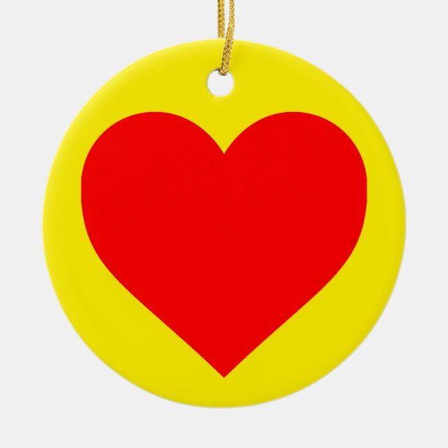 Red Heart Heat Pop Art  Ceramic Tree Decoration (Front)