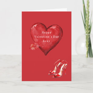 Red Heart High Heels Kiss Valentine's Day Card