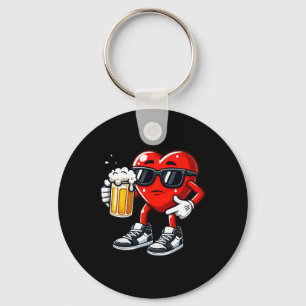 Red Heart Holding Beer Mug Funny Valentine's Day C Key Ring