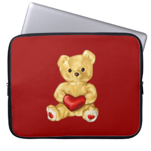 Red Heart Hypnotising Cute Teddy Bear Laptop Sleeve