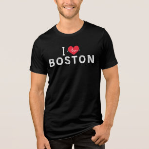 Red Heart I Love Boston, Massachusetts Tri-Blend Shirt