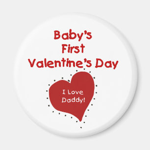 Red Heart I Love Daddy First Valentines Day Magnet