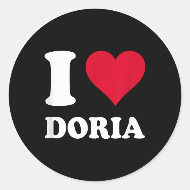 Red Heart I Love Doria  Classic Round Sticker (Front)
