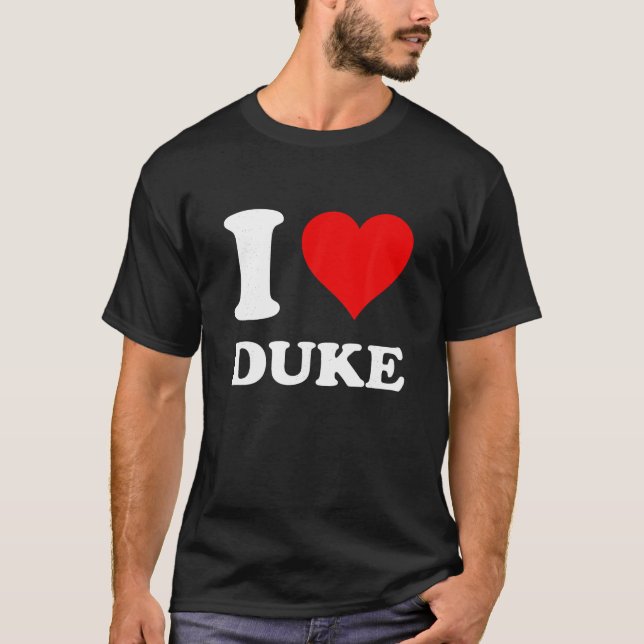 Red Heart I Love Duke T Shirt (Front)