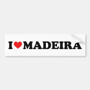 Red Heart I Love Madeira Car Bumper Sticker