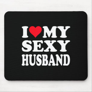 Red heart i love my husband Design Mouse Pad