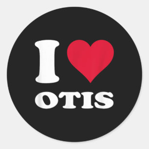 Red Heart I Love Otis Classic Round Sticker