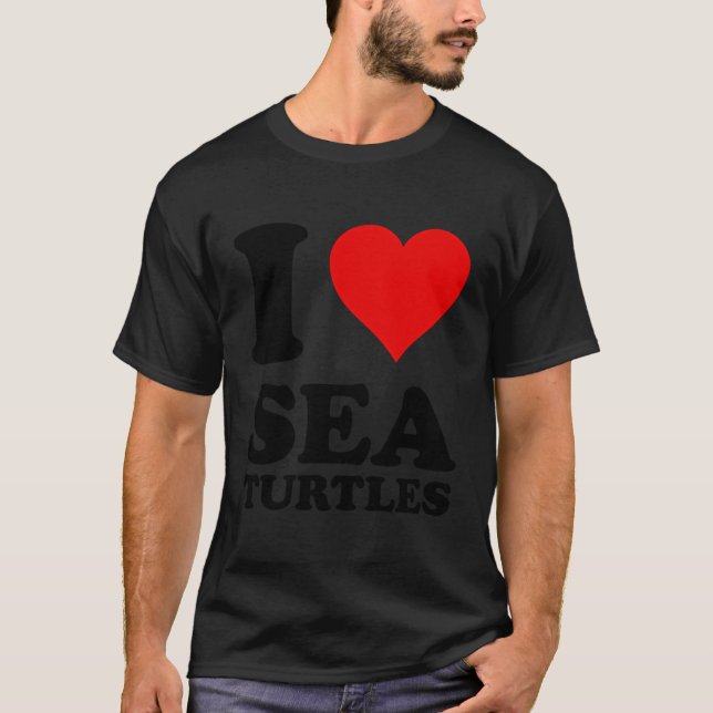 Red Heart I Love Sea Turtles T-Shirt (Front)