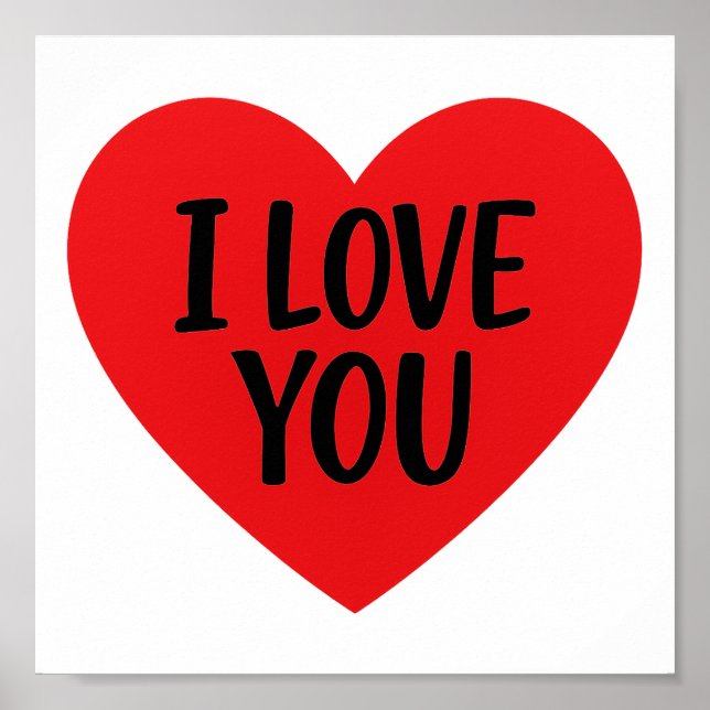 Red Heart “I LOVE YOU” – Romantic Minimalist Desig Poster (Front)
