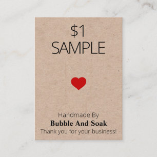 Red Heart Kraft Soap Sample Display Card
