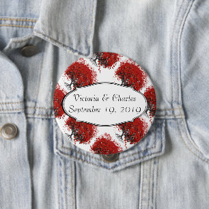 Red Heart Leaf Tree 10 Cm Round Badge