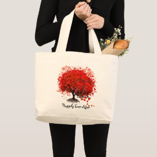 Red Heart Leaf Tree Honeymoon Beach Bag