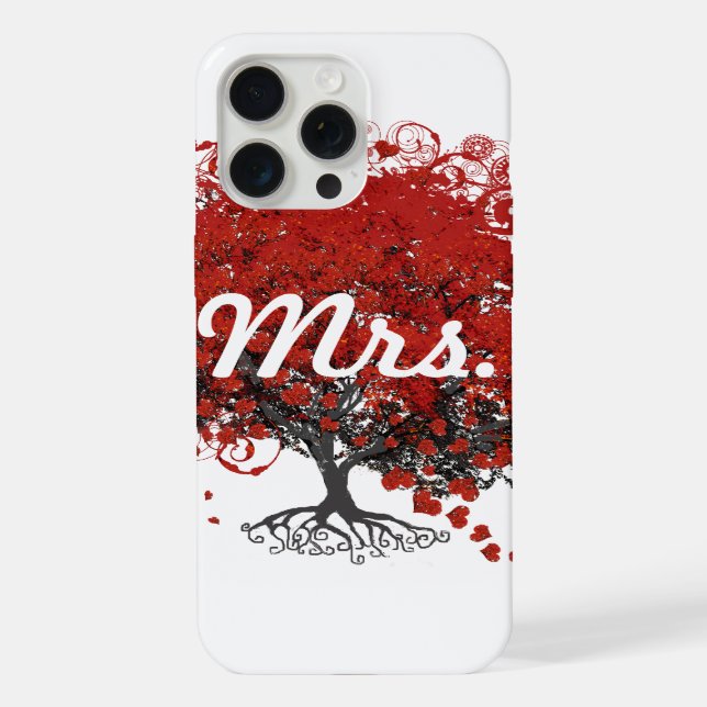 Red Heart Leaf Tree iPhone Case (Back)